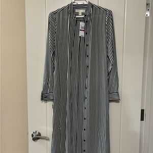 Michael Kors Black and Bone Striped Dress